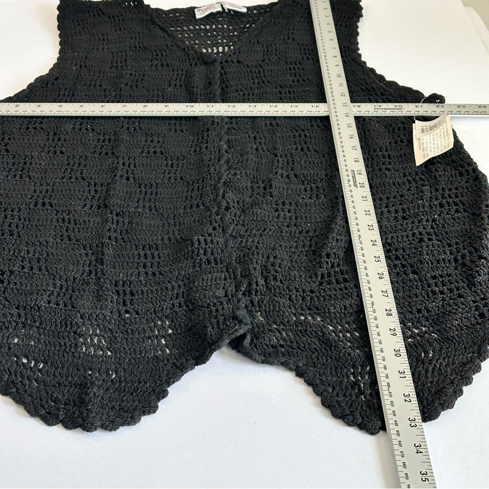 NWT Vintage Fruit Phool Black Crochet Knit Vest Large Boho Festival Sleeveless - Picture 6 of 6